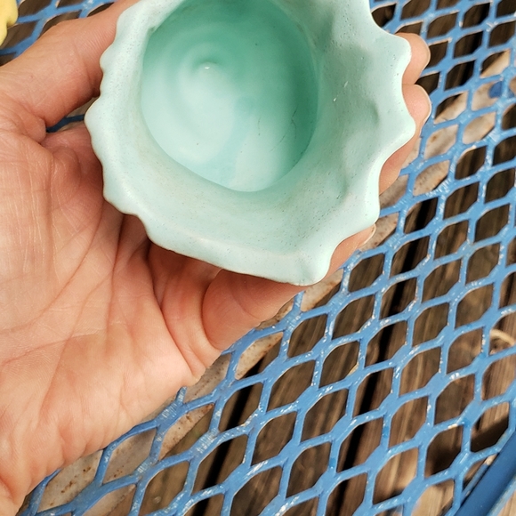 Pottery shell vases, blue, yellow mini - Picture 4 of 9